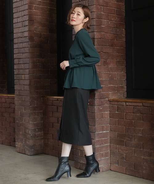 「TRUDEA」 長袖ブラウス MEDIUM グレイッシュブルー レディース_画像3