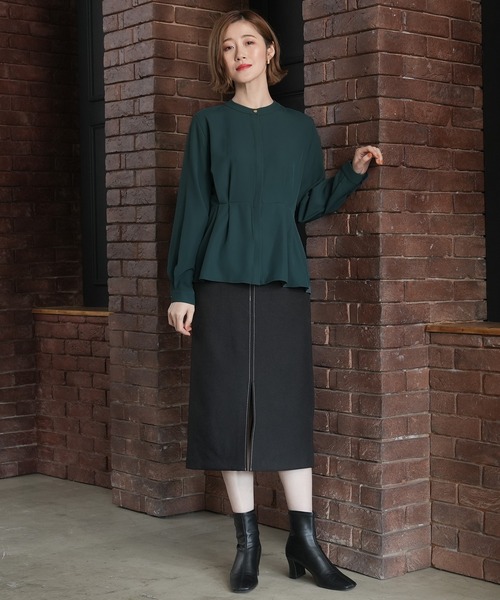 「TRUDEA」 長袖ブラウス MEDIUM グレイッシュブルー レディース_画像4