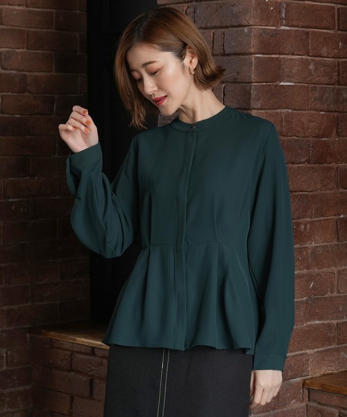「TRUDEA」 長袖ブラウス MEDIUM グレイッシュブルー レディース_画像6