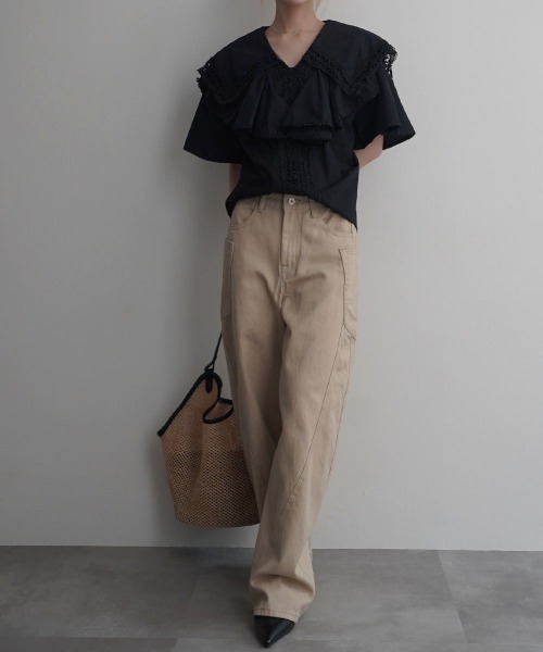 Rashik ブラウス シャツ 「Rashik」ビッグカラーケープブラウス