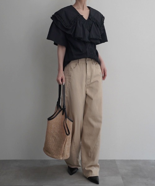 Rashik ブラウス シャツ 「Rashik」ビッグカラーケープブラウス