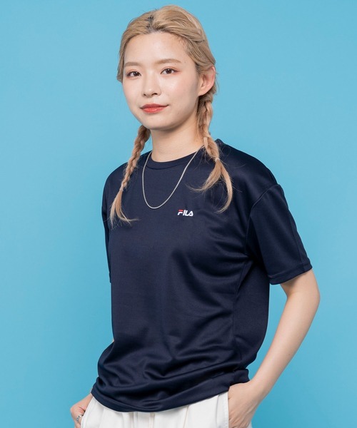 ¥10780 FILA レディース 半袖Tシャツ ネイビー XLサイズ 新品 FILA（フィラ） tシャツ 半袖 吸汗速乾 ワンポイント ブランド ロゴ