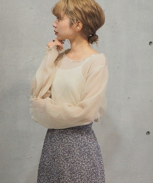 tiptop ブラウス シャツ クリンクルシアートップス×キャミセット