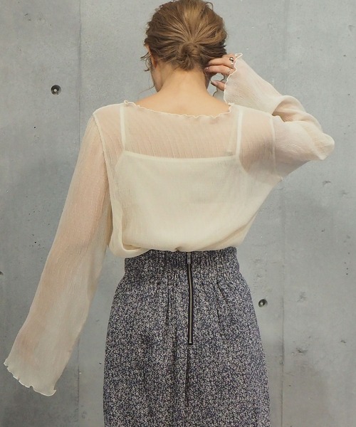 tiptop ブラウス シャツ クリンクルシアートップス×キャミセット