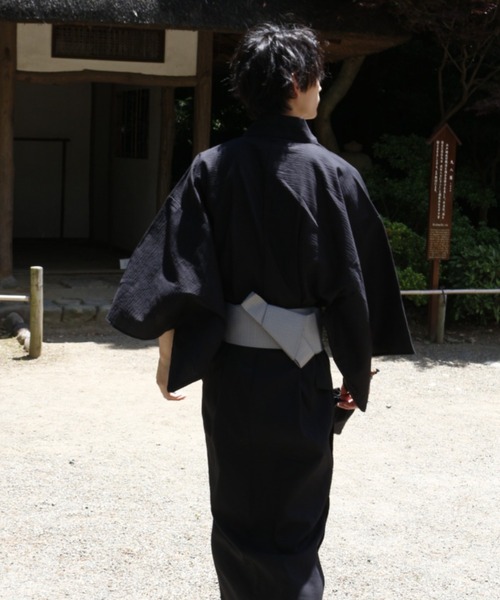 浴衣 6点セット（浴衣+帯+内帯+巾着+扇子+下駄） メンズ