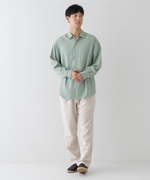 BRICK＆SONS シャツ リラックスラグランスリーブシャツ「セージ