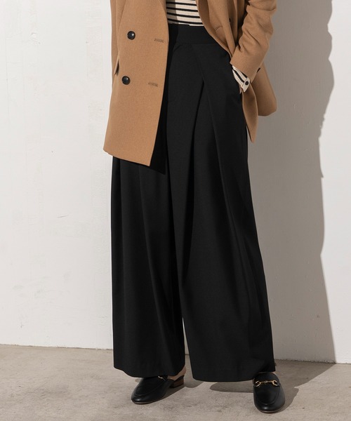 BLVCK PARIS ハイウエストワイドパンツ 関税送料込み Louere ハイウエストタックマリンセミワイドパンツ[品番