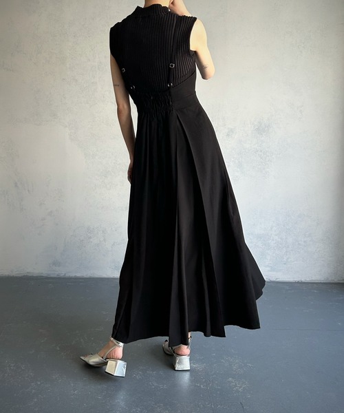 ワンピース 【＆g’aime】異素材mixキャミソールフレアワンピース ＆g’aime