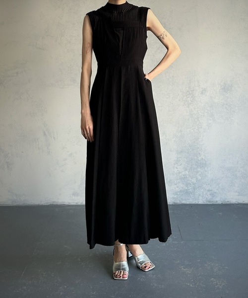 ワンピース 【＆g’aime】異素材mixキャミソールフレアワンピース ＆g’aime