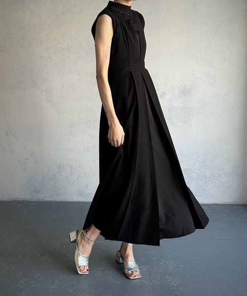 ワンピース 【＆g’aime】異素材mixキャミソールフレアワンピース ＆g’aime