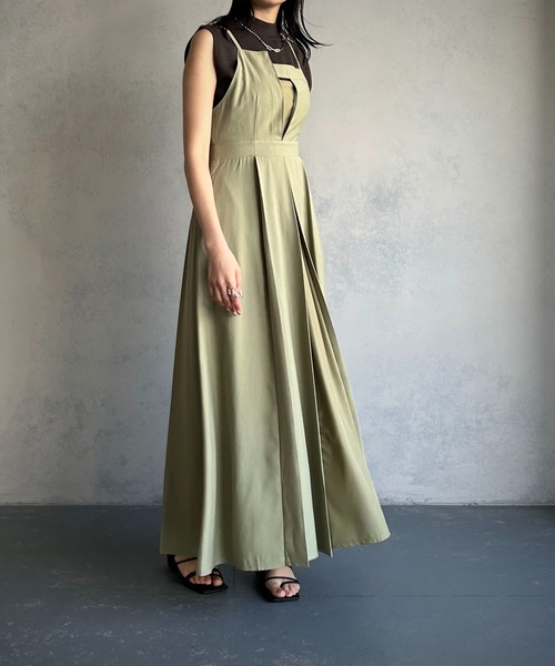 ワンピース 【＆g’aime】異素材mixキャミソールフレアワンピース ＆g’aime