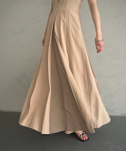 ワンピース 【＆g’aime】異素材mixキャミソールフレアワンピース ＆g’aime