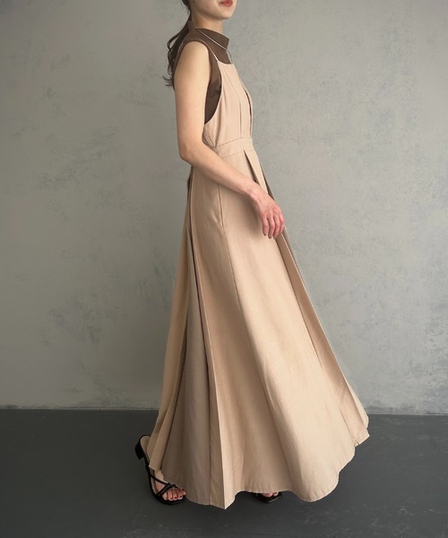 ワンピース 【＆g’aime】異素材mixキャミソールフレアワンピース ＆g’aime