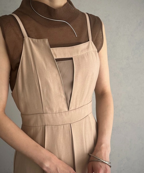 ワンピース 【＆g’aime】異素材mixキャミソールフレアワンピース ＆g’aime