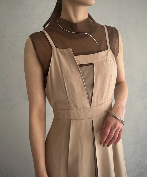 ワンピース 【＆g’aime】異素材mixキャミソールフレアワンピース ＆g’aime