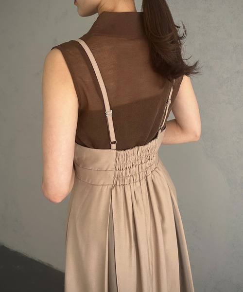 ワンピース 【＆g’aime】異素材mixキャミソールフレアワンピース ＆g’aime