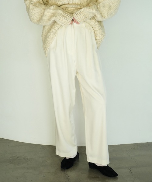 スラックス パンツ WOOL BASIC TUCK PANTS レディース_1
