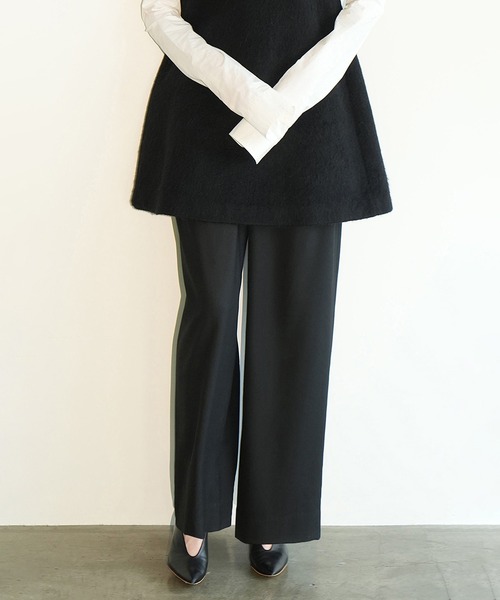 スラックス パンツ WOOL BASIC TUCK PANTS レディース_2