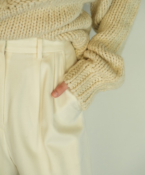 スラックス パンツ WOOL BASIC TUCK PANTS レディース_23