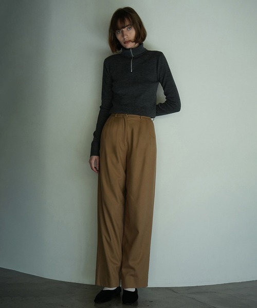 スラックス パンツ WOOL BASIC TUCK PANTS レディース_5