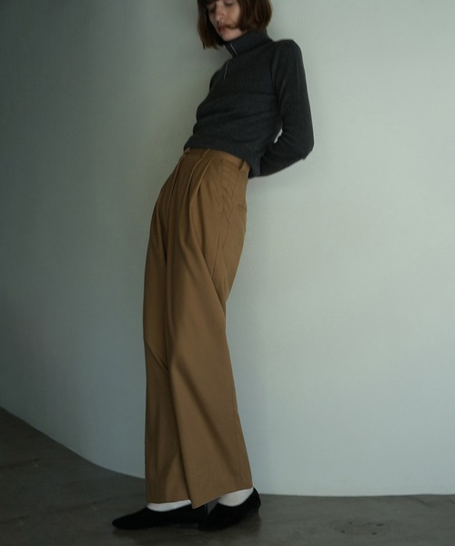スラックス パンツ WOOL BASIC TUCK PANTS レディース_6