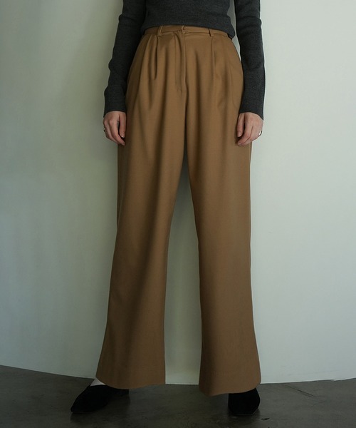 スラックス パンツ WOOL BASIC TUCK PANTS レディース_7