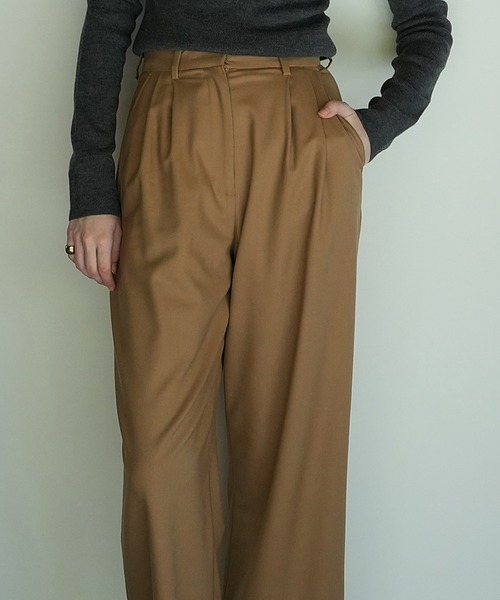 スラックス パンツ WOOL BASIC TUCK PANTS レディース_9