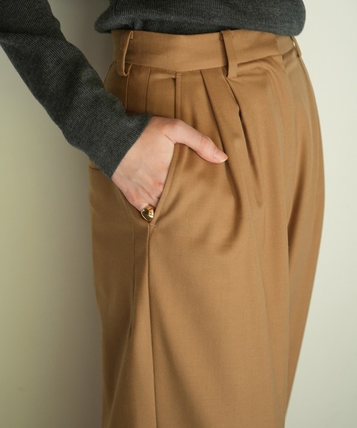 スラックス パンツ WOOL BASIC TUCK PANTS レディース_10