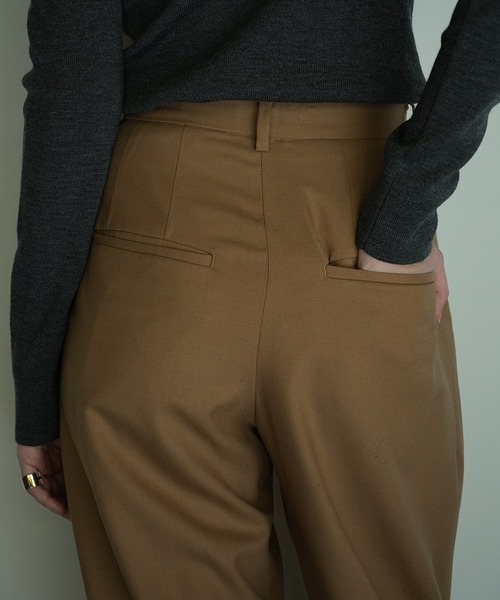 スラックス パンツ WOOL BASIC TUCK PANTS レディース_11