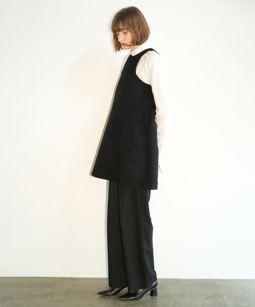 スラックス パンツ WOOL BASIC TUCK PANTS レディース_14
