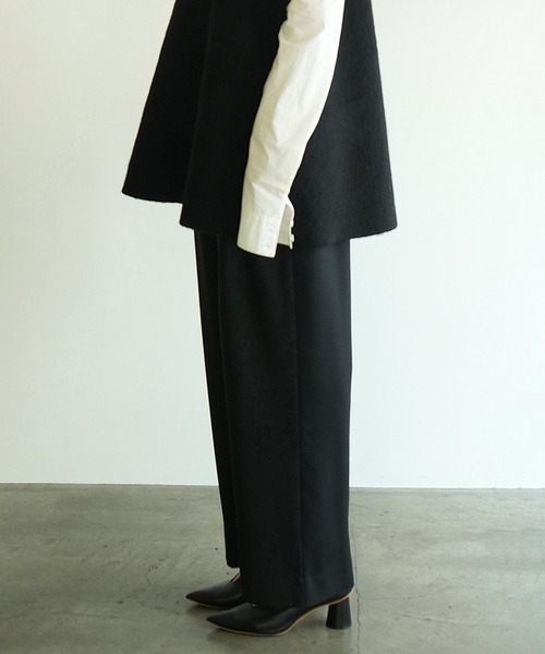 スラックス パンツ WOOL BASIC TUCK PANTS レディース_15