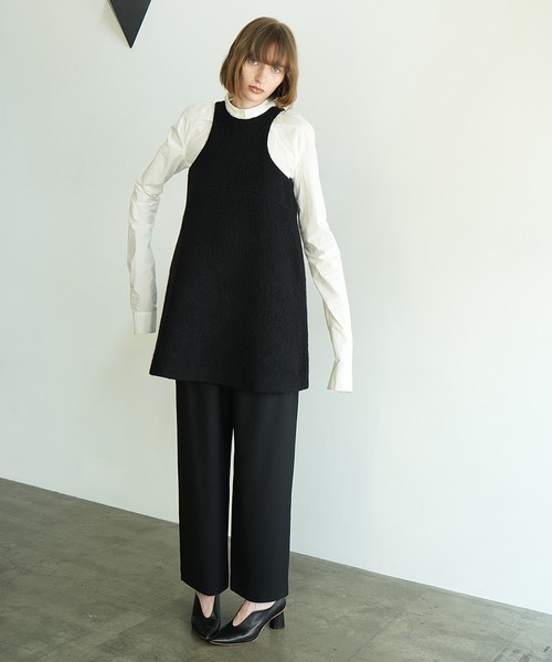 スラックス パンツ WOOL BASIC TUCK PANTS レディース_13