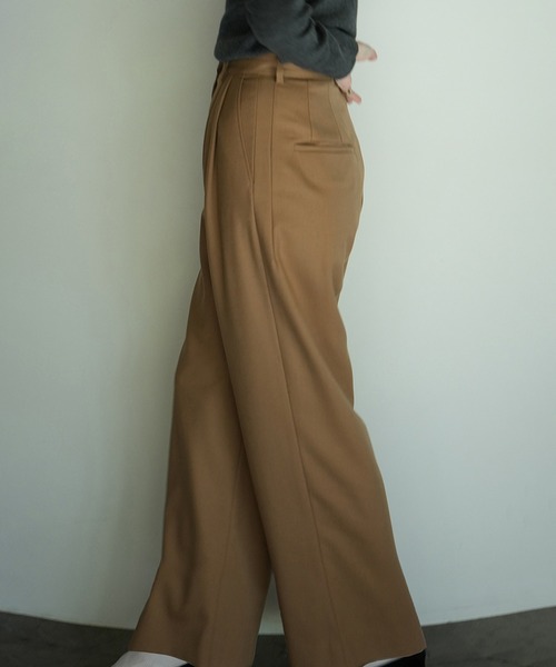 スラックス パンツ WOOL BASIC TUCK PANTS レディース_8