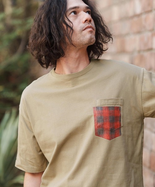 CAMBIO tシャツ mt8832- フェイクポケットプリントTシャツ（ネル