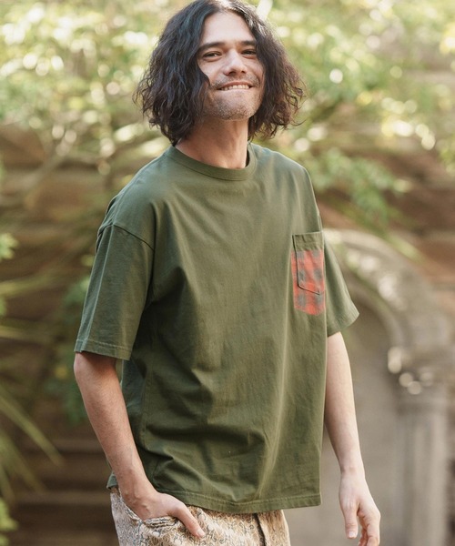 CAMBIO tシャツ mt8832- フェイクポケットプリントTシャツ（ネル