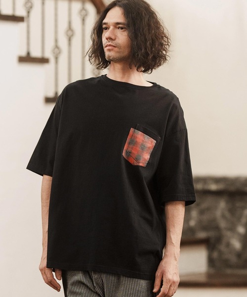 CAMBIO tシャツ mt8832- フェイクポケットプリントTシャツ（ネル