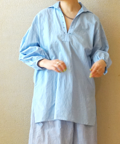 シャツ ブラウス 「TICCA/ティッカ」COTTON LINEN LACEUP SHIRT 