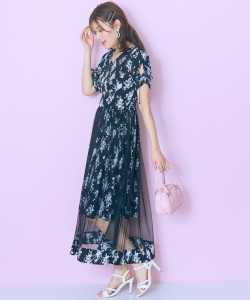 marun ワンピース 「大きいサイズ」 フラワープリントオーバー