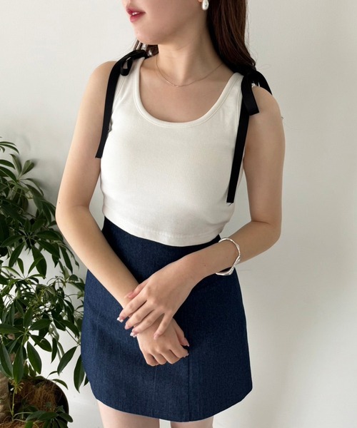 【SALE】カップ付きリボンキャミソール【ネコポス】