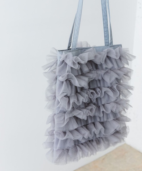 美品tobechic 【CUPSULE COLLECTION】フリルトートバック 楽天市場】ポンポンフリルトートバッグ／トゥービーシック（TO