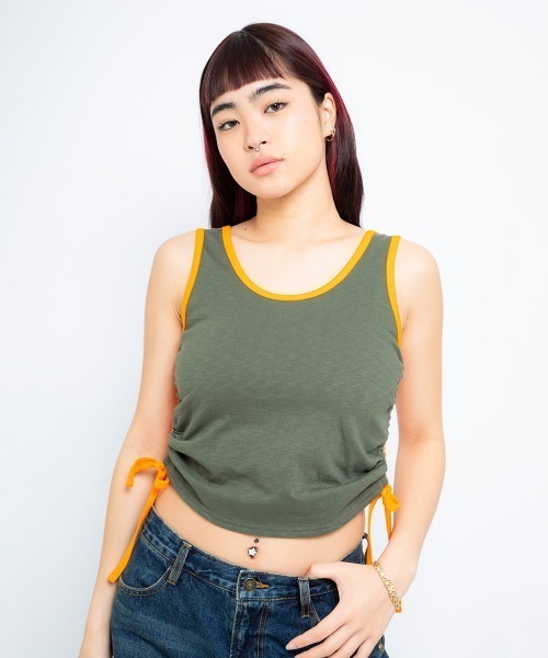 タンクトップ ノースリーブ atmos pink 2WAY Side shirring Tank Top / アトモス ピンク ツーウェイ サイド シ atmos girls タンクトップ ノースリーブ pink 2WAY Side