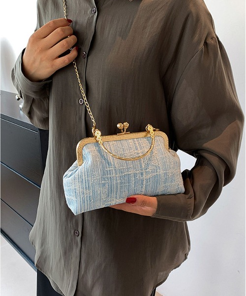 LA VORAGINE クラッチバッグ パーティーバッグ がま口2wayチェーン