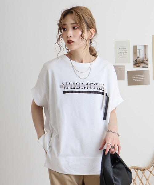 tシャツ Eglantine リボンテープ付きカットソー レディース