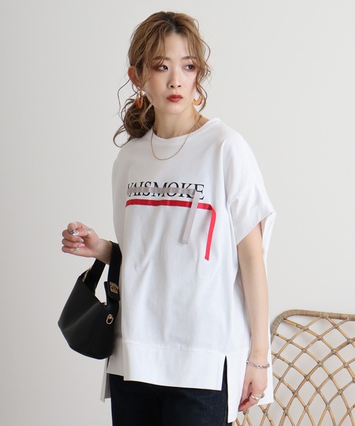 tシャツ Eglantine リボンテープ付きカットソー レディース EGLANTINE tシャツ Eglantine リボンテープ付きカットソー