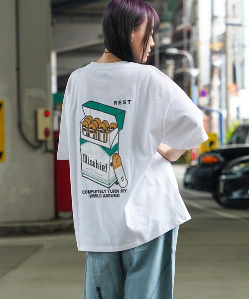 グラフィックのオーバーサイズTシャツ MONO-MART tシャツ アートグラフィックデザインオーバーサイズ