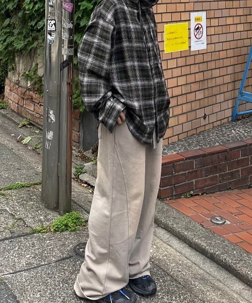Chikashitsu+ シャツ 「Chikashitsu +」glen check hooded shirt