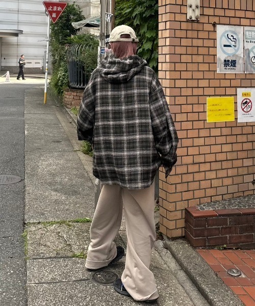 【Chikashitsu +】tartan check hooded shirt Chikashitsu +】tartan check hooded shirt トップス