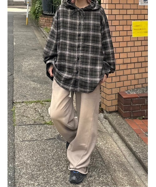 【Chikashitsu +】tartan check hooded shirt Chikashitsu +】tartan check hooded shirt（シャツ/ブラウス