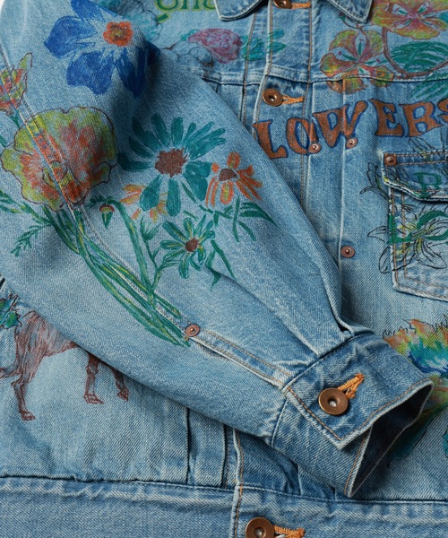 デニムジャケット gジャン HAND-PAINT DENIM JACKET メンズ レディースの画像