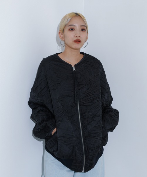 NOMINE（ノミネ） ブルゾン アウター リンクルサテン 中綿ブルゾン